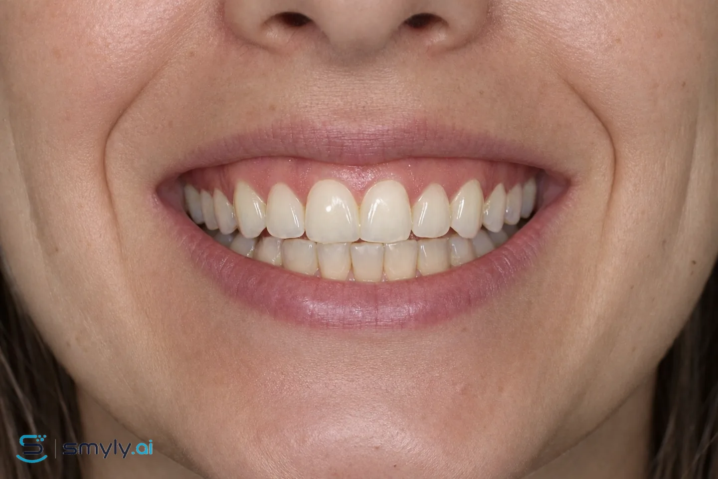 After: Smyly simulation of mild straightening on the same smile
