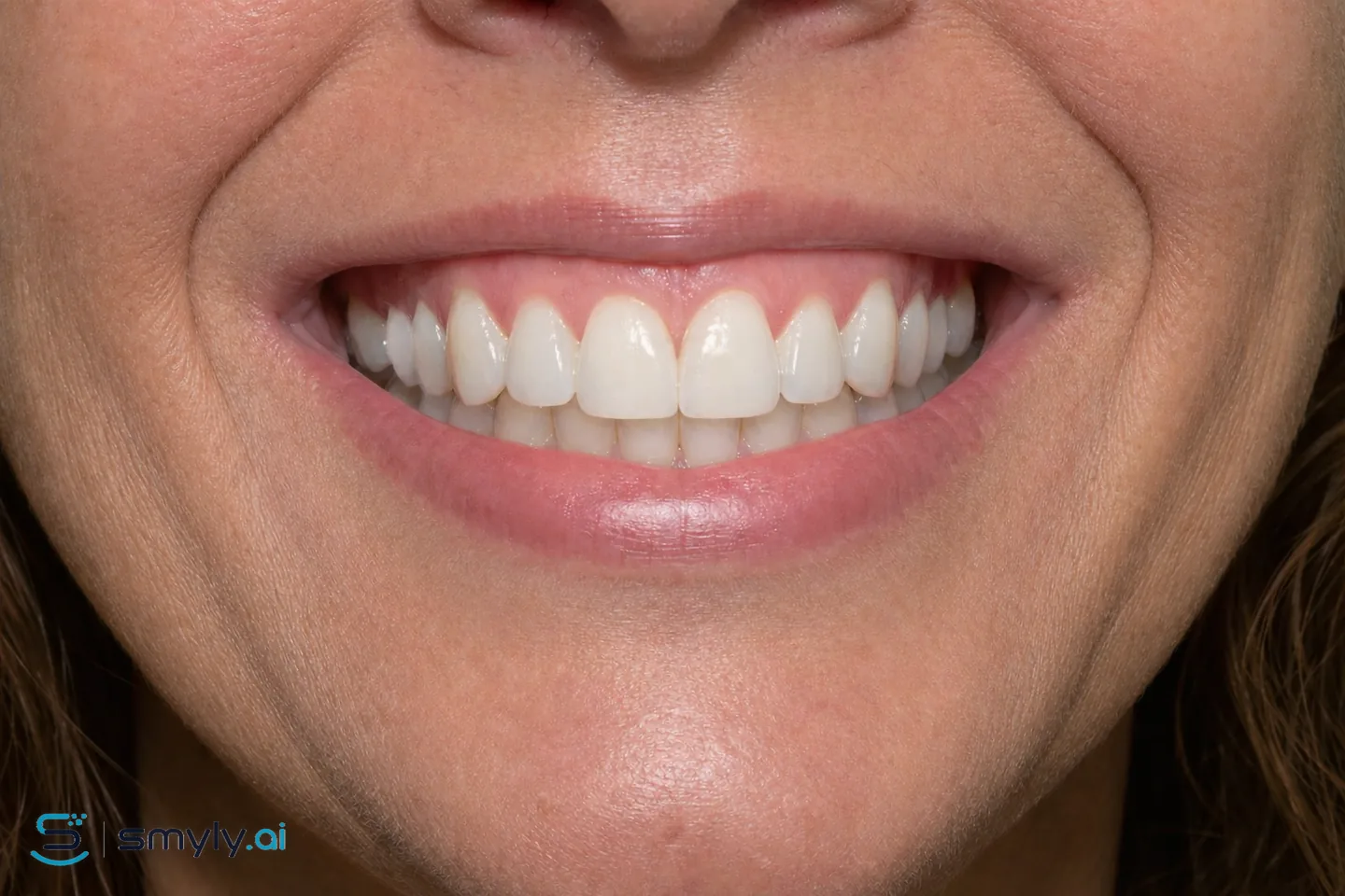 After: Smyly simulation of black triangle closure on the same smile