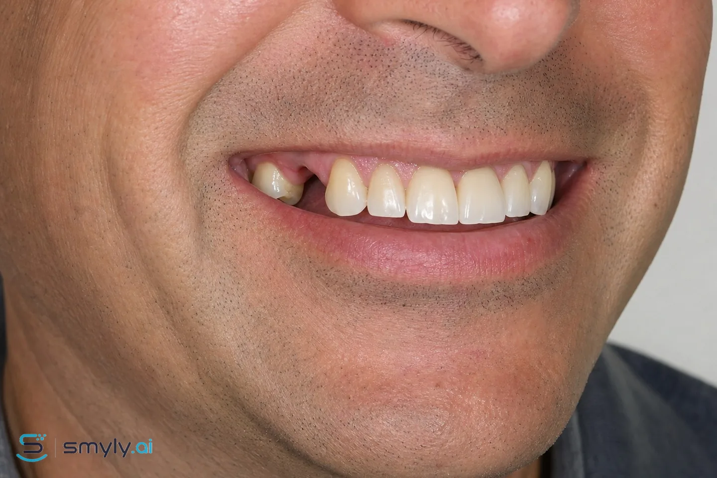 Before: sample smile before dental bridge