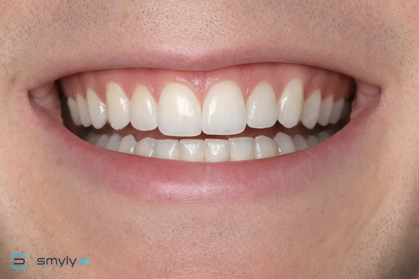 After: Smyly simulation of chipped tooth repair on the same smile