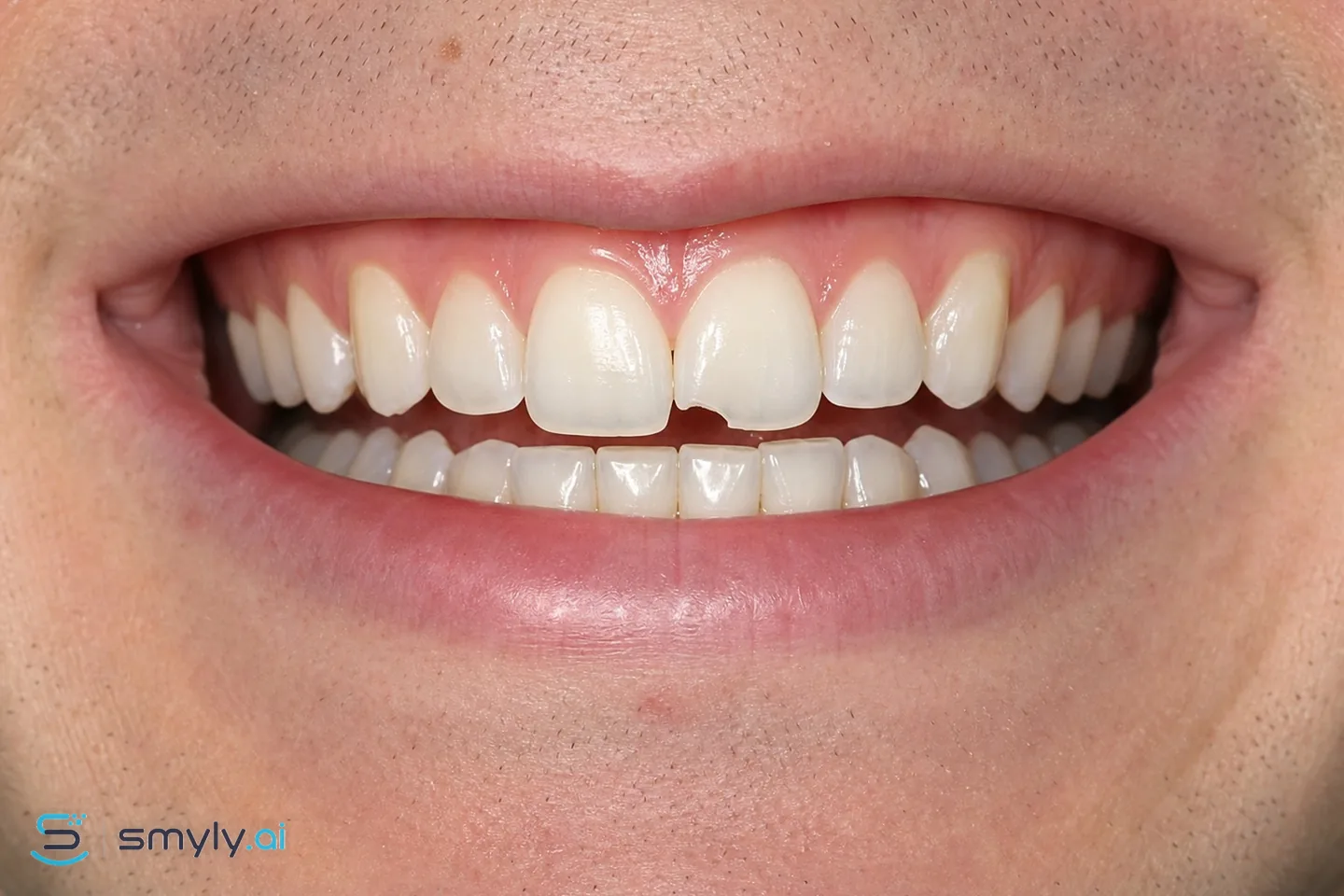 Before: sample smile before chipped tooth repair