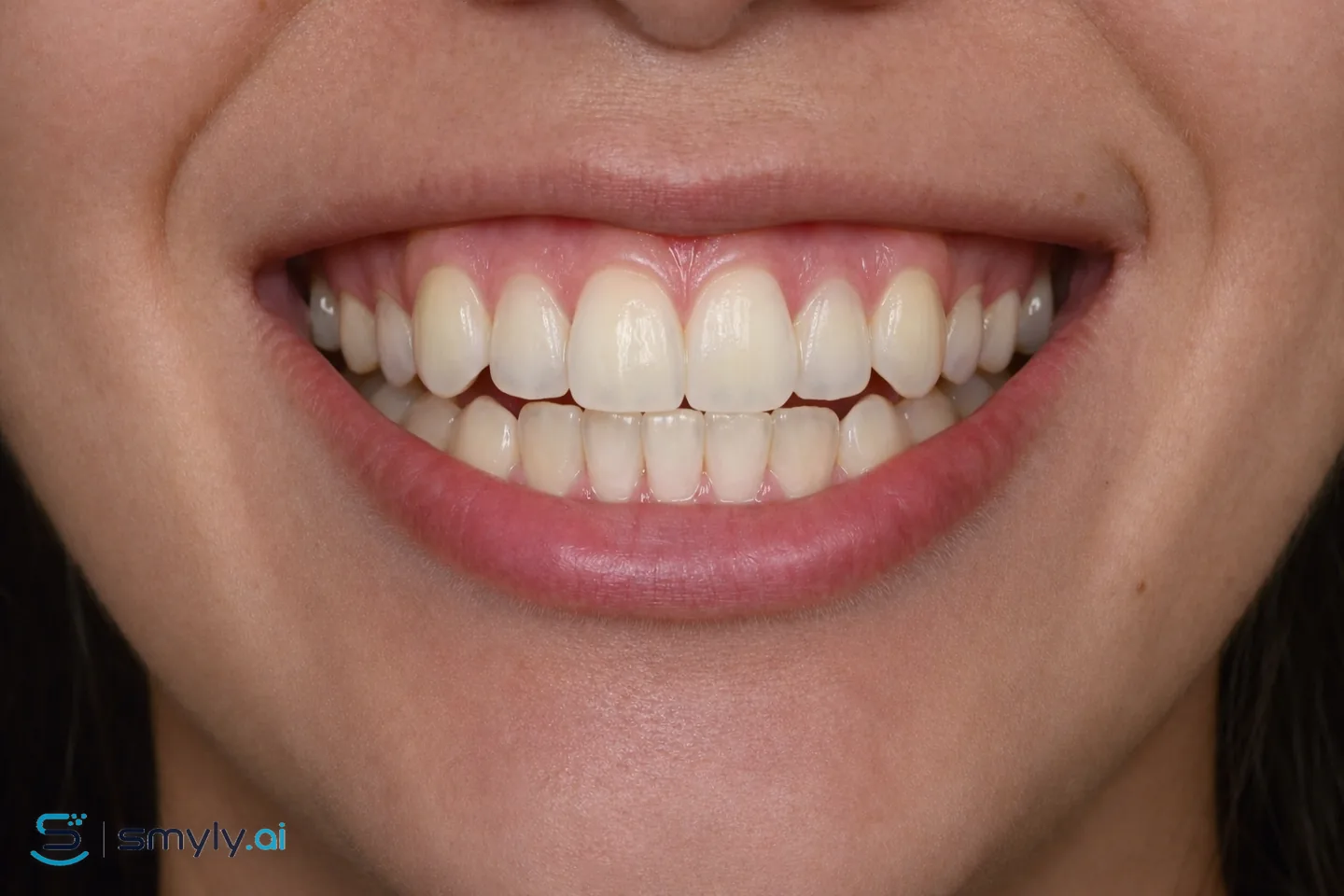 After: Smyly simulation of straighten crowded teeth on the same smile