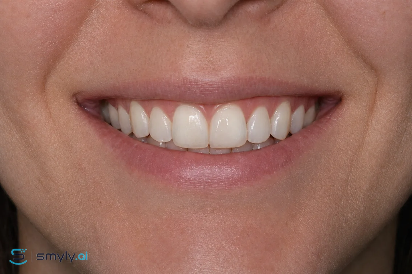 After: Smyly simulation of enamel defect repair on the same smile