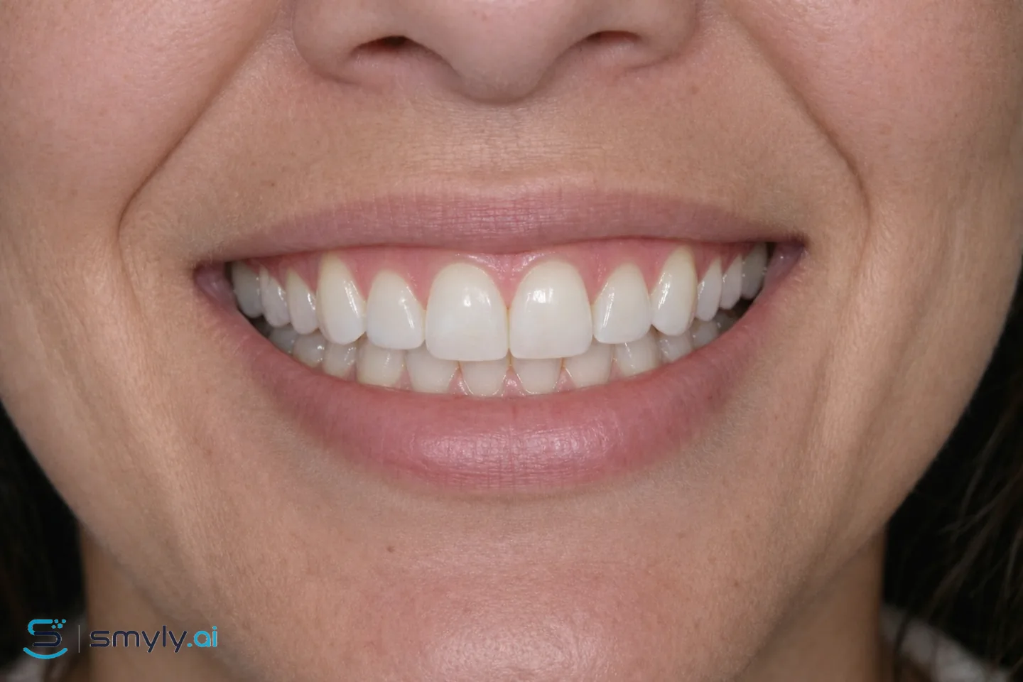 After: Smyly simulation of fluorosis treatment on the same smile