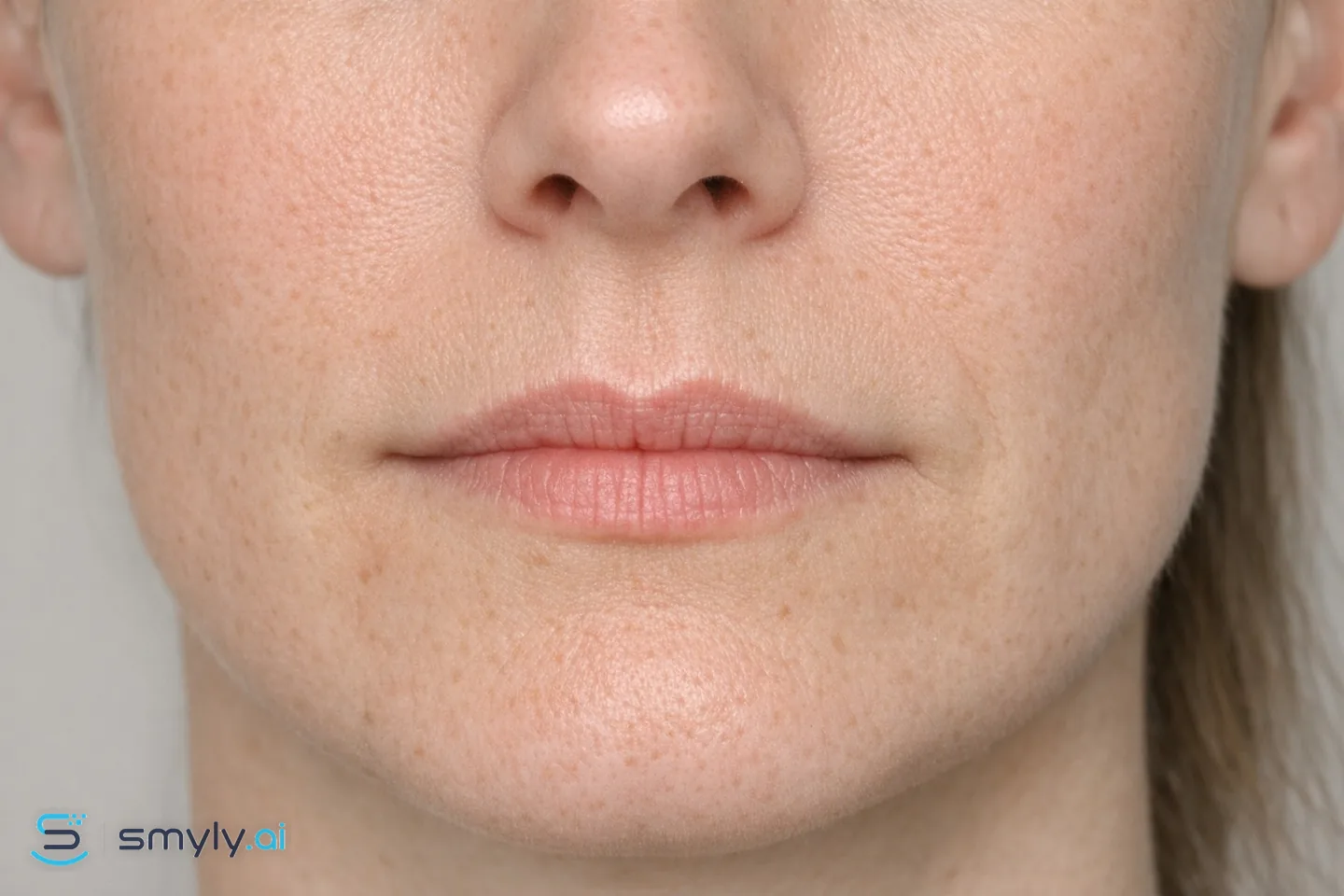 Before: AI model photo with naturally thin lips