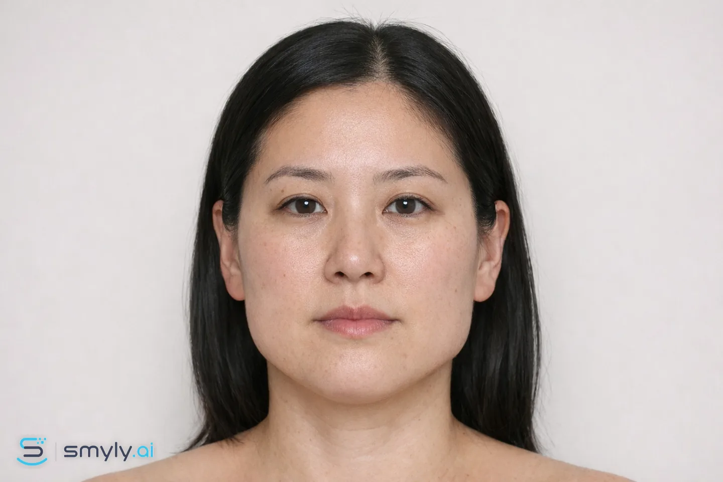 After: Smyly simulation of facial slimming (masseter) on the same smile