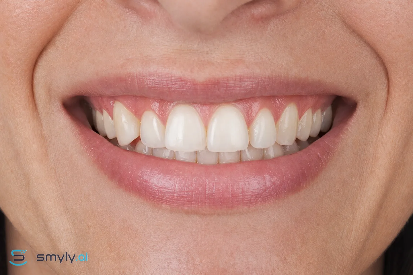 After: Smyly simulation of rotated tooth correction on the same smile