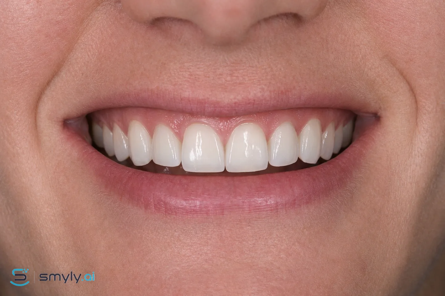 After: Smyly simulation of porcelain veneers on the same smile