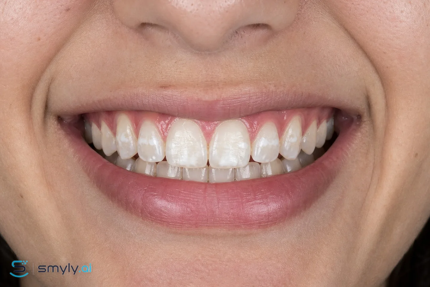 Before: sample smile before white spot treatment